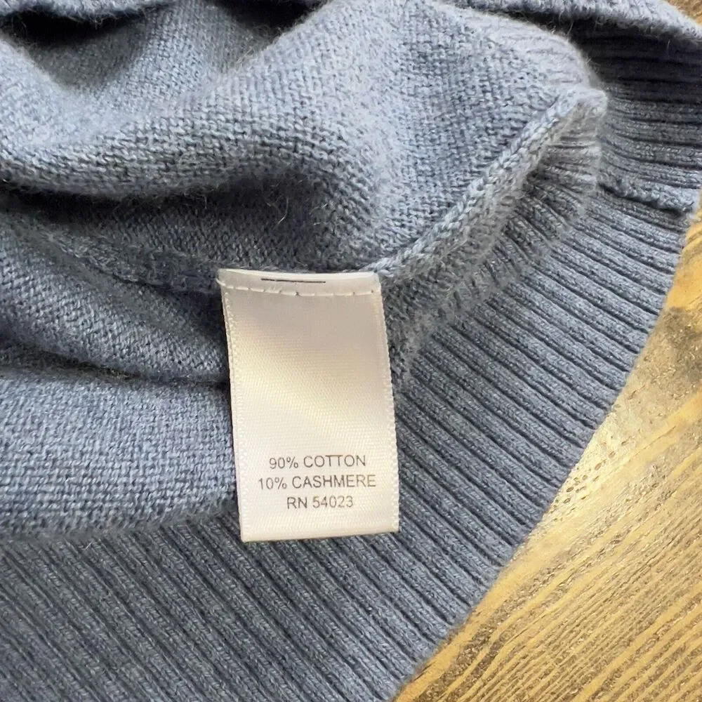 Banana Republic Cotton Cashmere Sweater Light Blue V Neck Men's Size Large